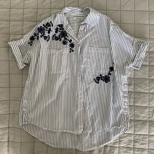 Madewell Striped Embroidered Courier Shirt